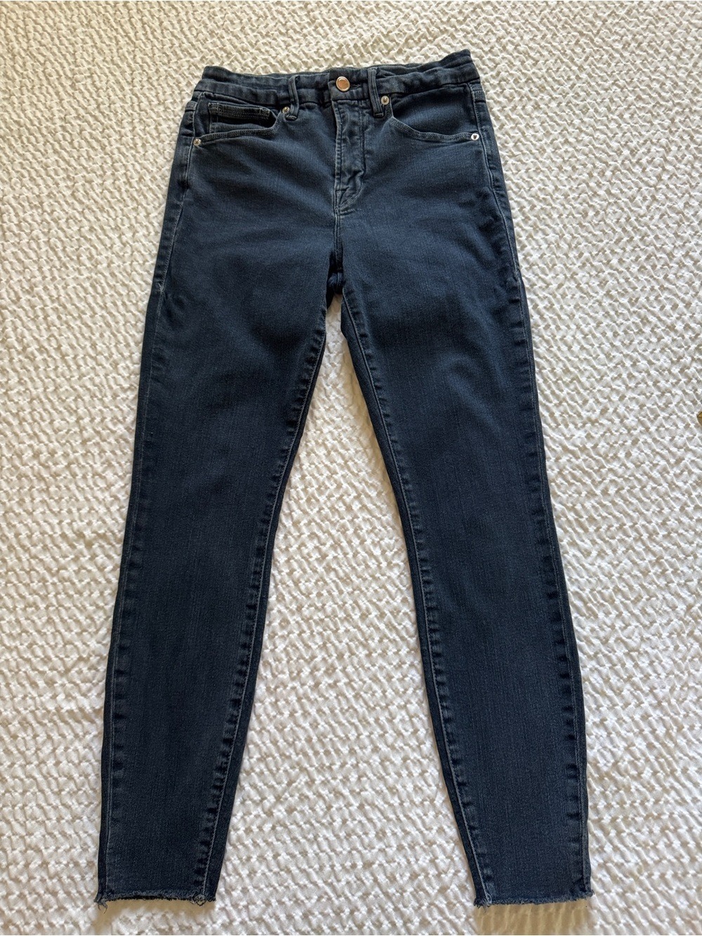 Good American Good Legs Skinny Ankle Jeans in Deep Blue Wash, 6/28